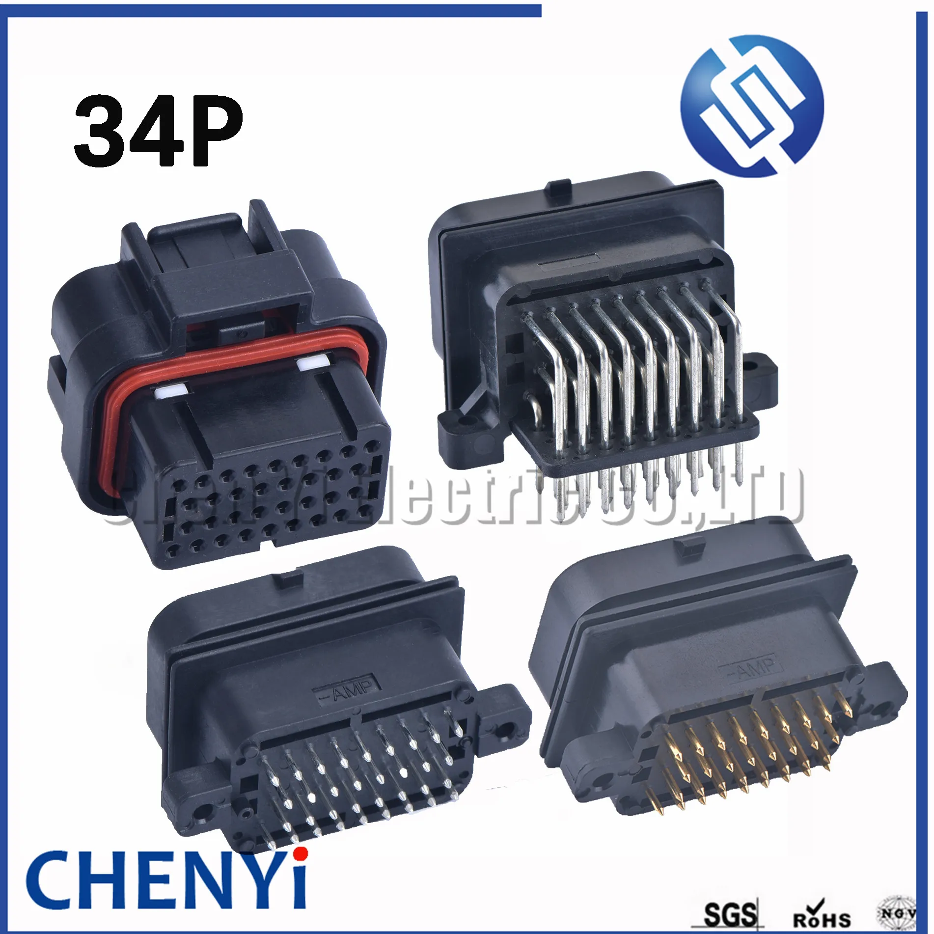 1set 4-1437290-0 2-6447232-3 SUPERSEAL 34 Pin electrical female male Straight PCB Socket Wire-to-Board connector ECU plug