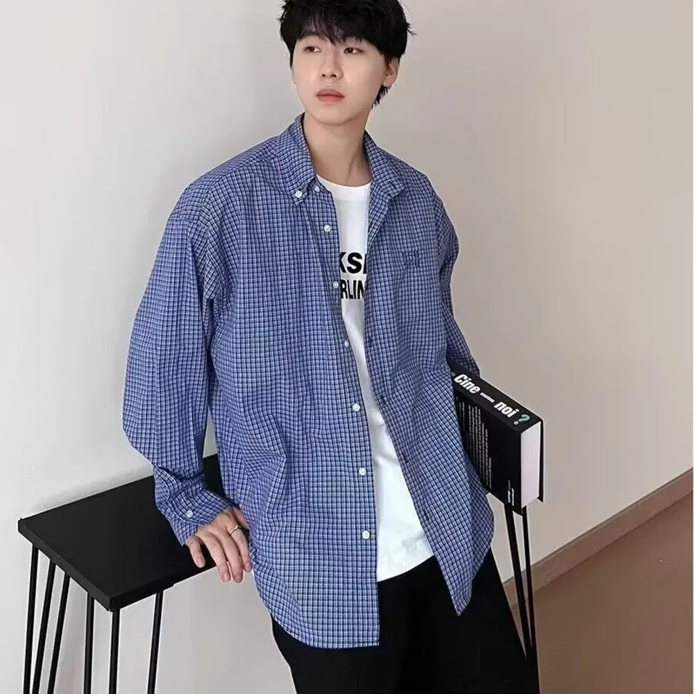 

Cool Weather Unisex Blue Long Sleeve Shirt Autumn Fall Tunic Top Men Women Casual Button Down Shirt Soft Comfortable Wear