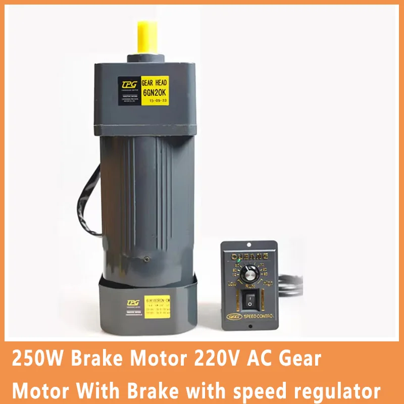 250W Brake Motor 220V AC Gear Motor With Brake with speed regulator 6IK250RGN-CM Shaft Diameter 18mm Keyway 6 mm