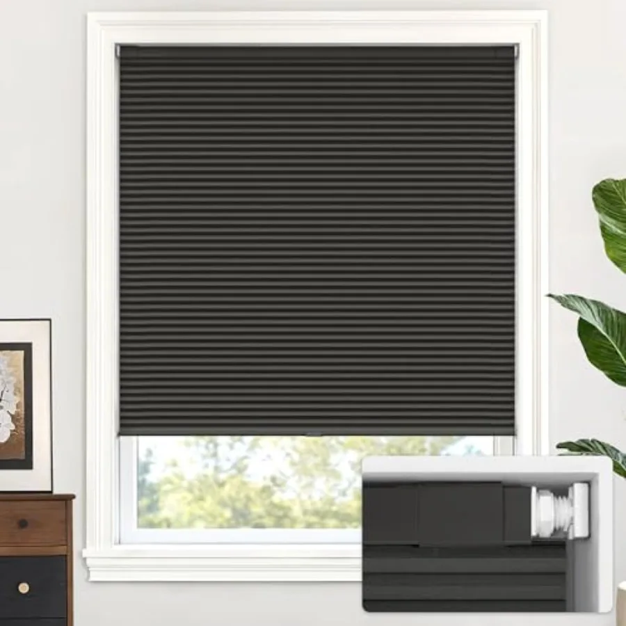 

Cordless Cellular Shades, No Tools No Drill Blackout Honeycomb Shades Pleated Blinds for Windows, 23'' W x 48'' H, Midnight Bla