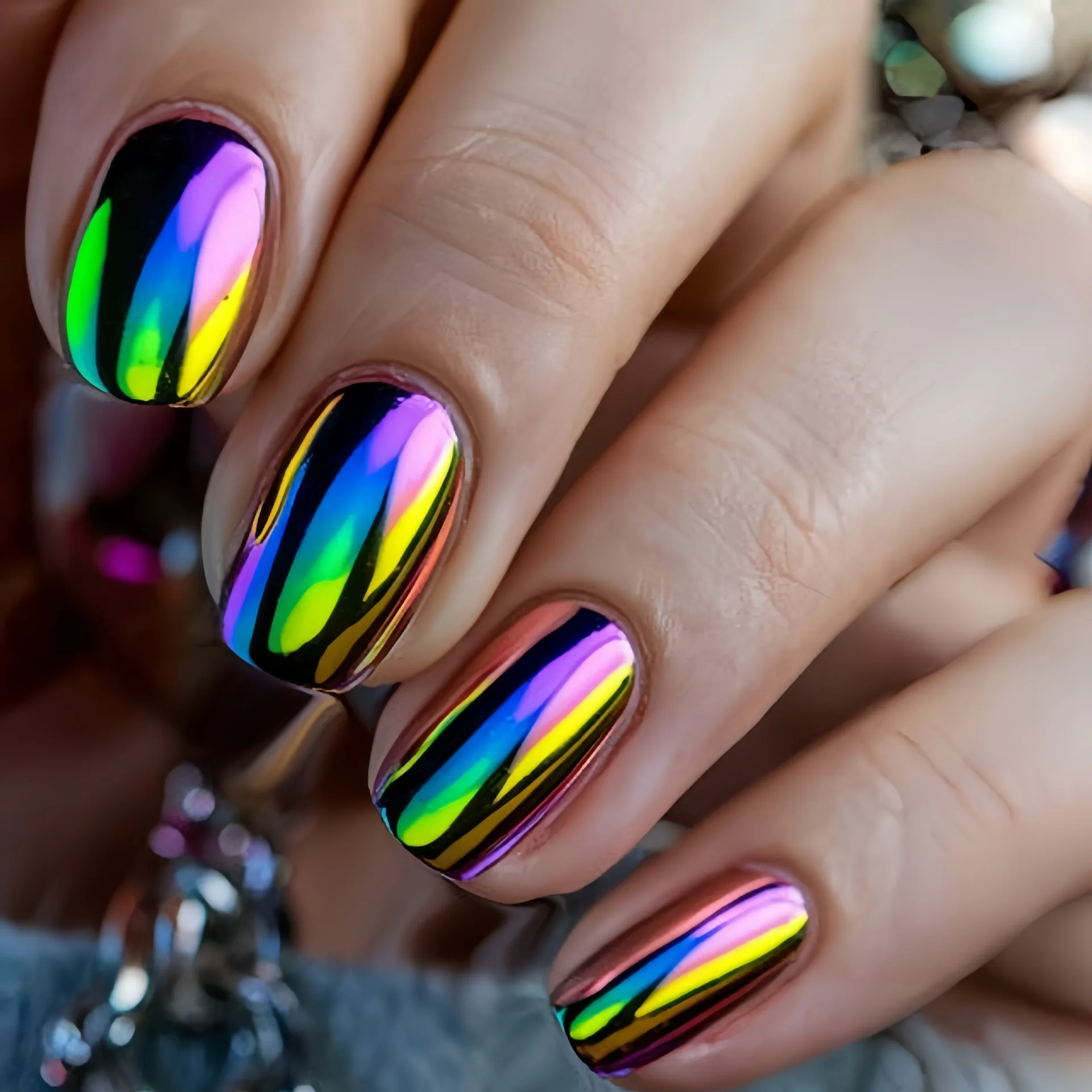

Short European square green electroplating fashionable white fake nail finished product wearing armor 24 pieces removable