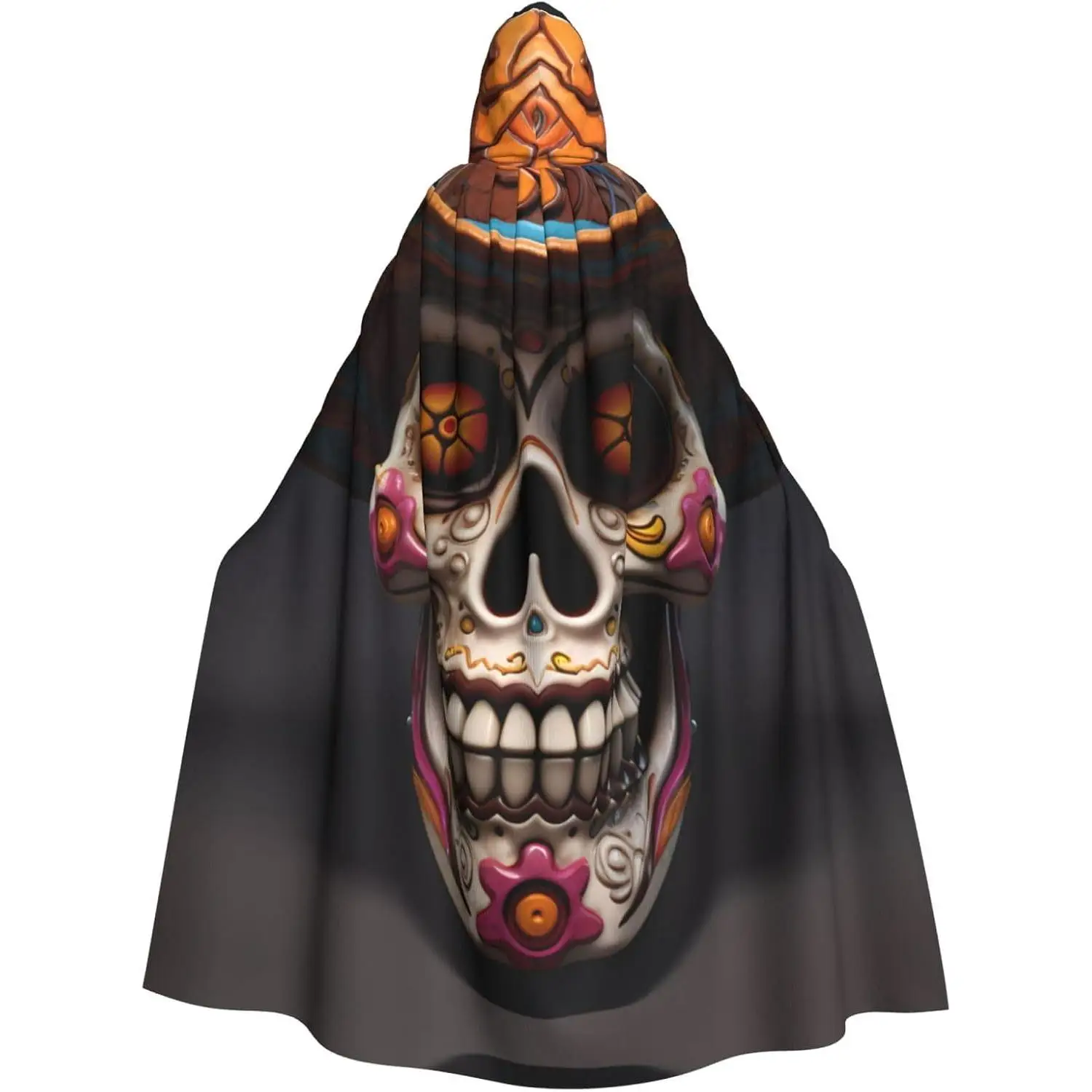 

Halloween Skull Prints Halloween Adult Hooded Cloak for Parties and Costumes Hoodie Blanket for Travel Office Sofa