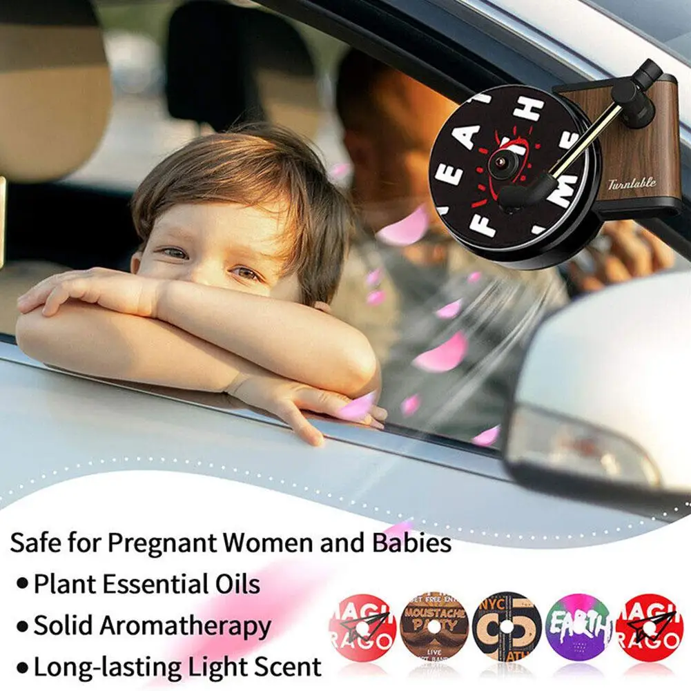 Newest Car Retro Record Player,Fragrance Air Conditioner Outlet Rotating Ornament Creative Ornament For Remove Odors In Car W8W0