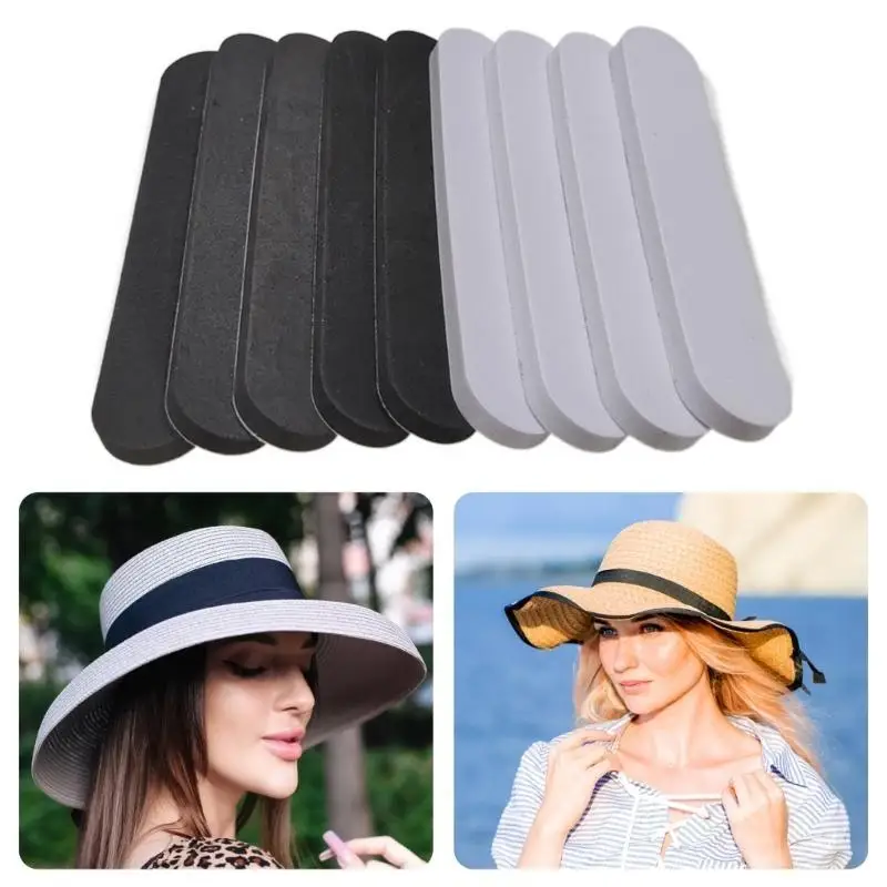 

652F 10pcs Antidirty Hat Invisible Sweat Absorber Cap Hood Size Reducer Strip Stickers Keep Hat Clean Universal Hat Liner Pad