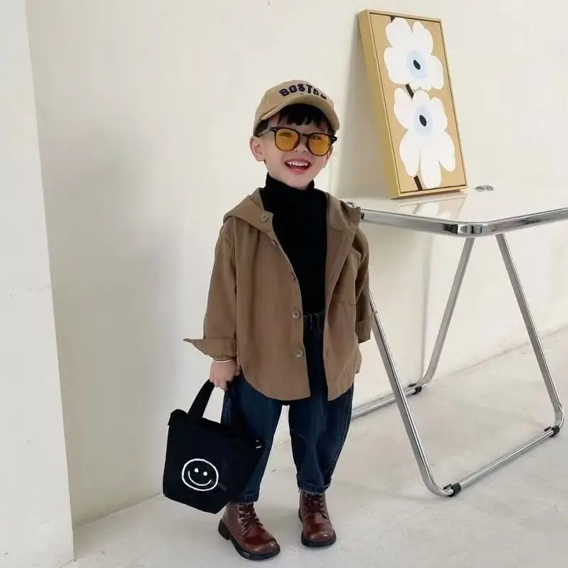 

Boys' Autumn Windbreaker Jacket 2025 Spring And Autumn New Style Handsome And Fashionable Hooded Windbreaker For Children