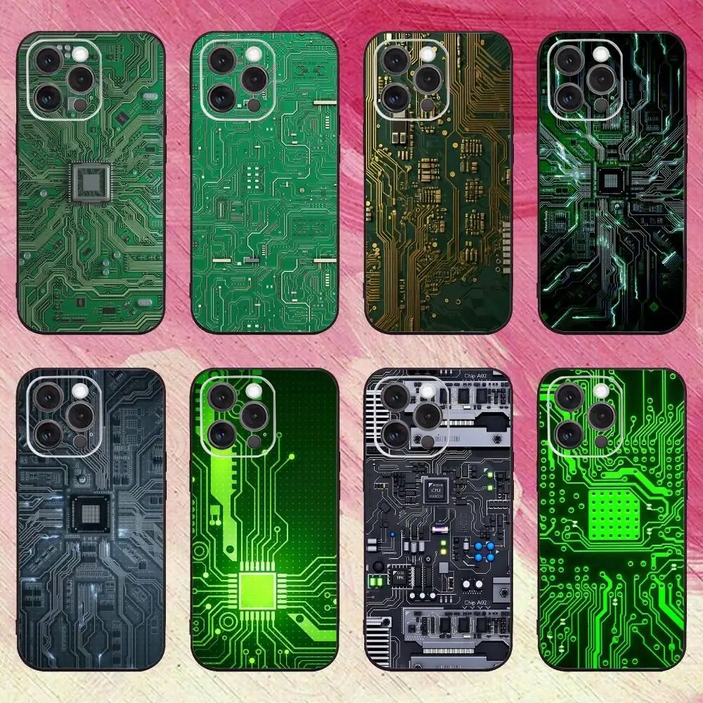 

C-Circuit 12b-board print Phone Case For iPhone17,16,15,14,13,12,11 Plus,Pro Max Soft Black Cover