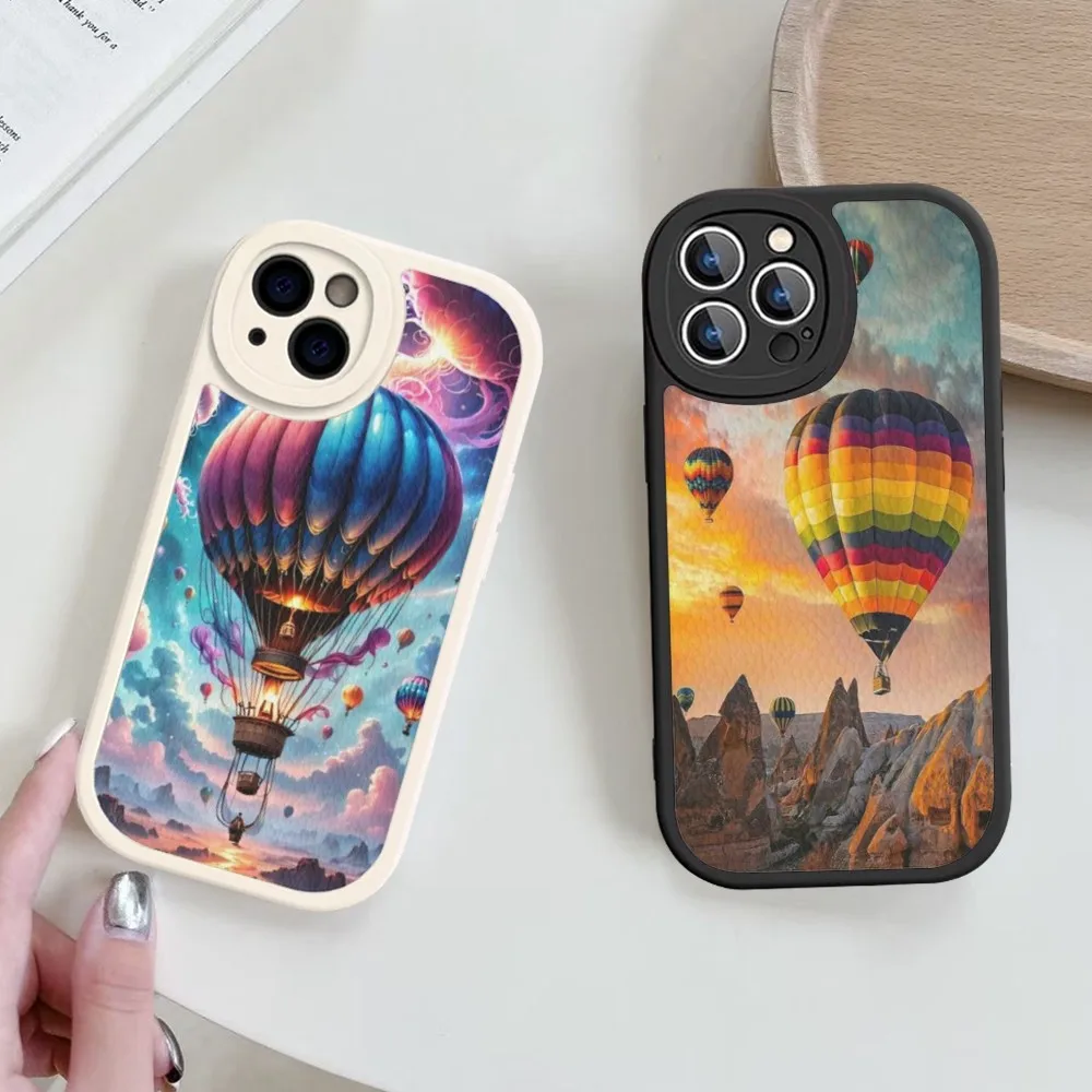 Hot Air Balloon Phone Case Hard Leather For iPhone 14 13 12 Mini 11 14 Pro Max Xs X Xr 7 8 Plus Fundas