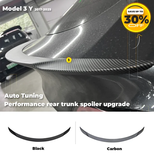 Wydajne tylne skrzydło bagażnika do Tesla Model 3 Y 2017-2025 Tylny spojler Błyszczący czarny karbon Zestawy karoserii Automatyczne akcesoria do aktualizacji