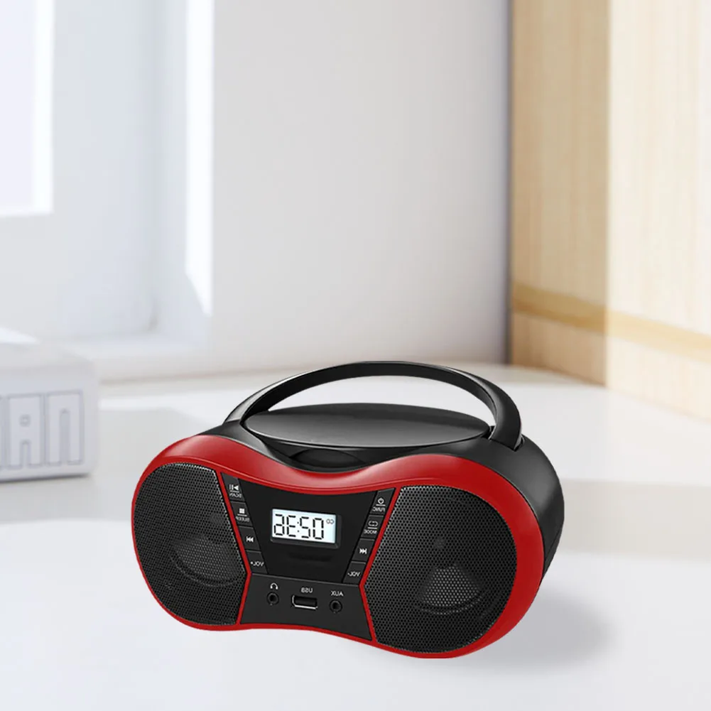 مشغل أقراص مضغوطة ستيريو محمول Boombox Aux مدخل ومقبس سماعة الرأس 3.5 ملم مشغل أقراص مضغوطة محمول بإضاءة خلفية شاشة LCD مشغل MP3