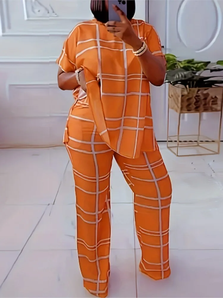 Conjuntos de 2 piezas para mujer, conjuntos a juego con estampado a rayas, Top, pantalones, trajes, ropa 2024