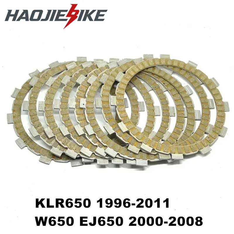 For Kawasaki KLR 650 KL650 KLR650 1996-2011 W650 EJ650 2000-2008 Parts Fiber Clutch Friction Disc Plate Kit 8 PCs Set