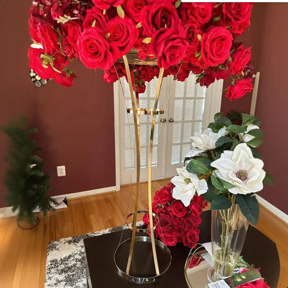 Vergoldeter Blumenständer 90 cm hoch für Hochzeitstischdekorationen – Detail 4