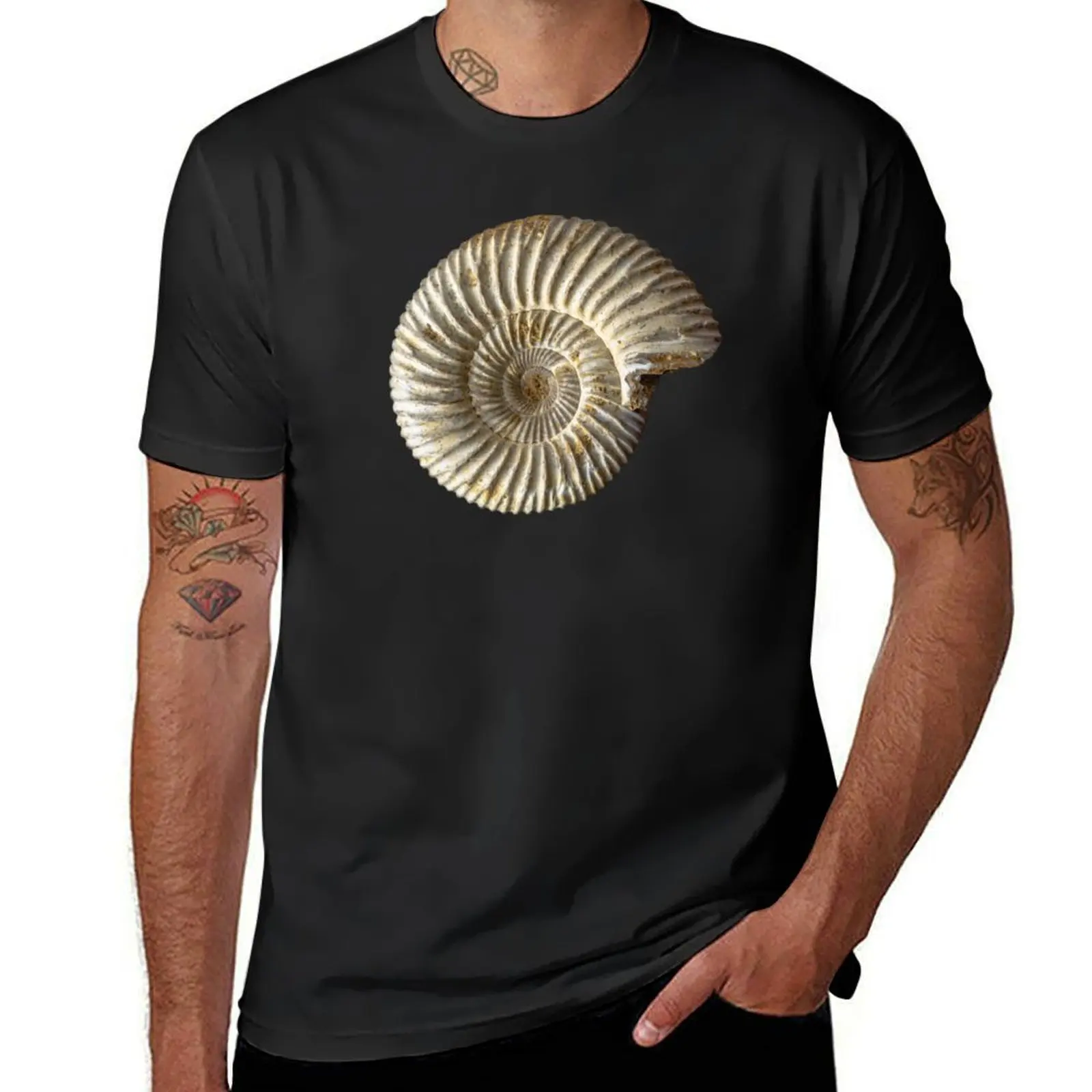 Ammonite shell fossil T-Shirt oversized funnys t shirts for men pack