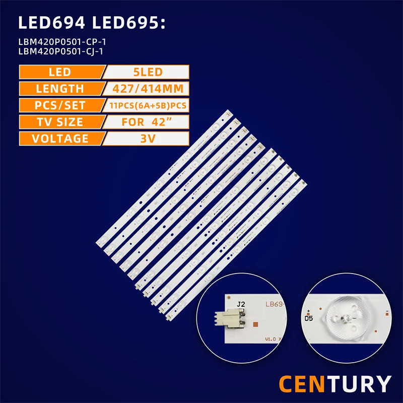 5kit LED backlight strip LBM420P0501-CP-1/LBM420P0501-CJ-1 for LC-42LD266K/TPT420H2-HVN06