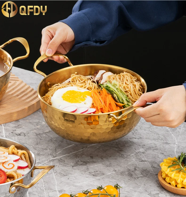 Korean ramen pot with two ears with cover high appearance level hiking camping curry noodles kitchen cookware