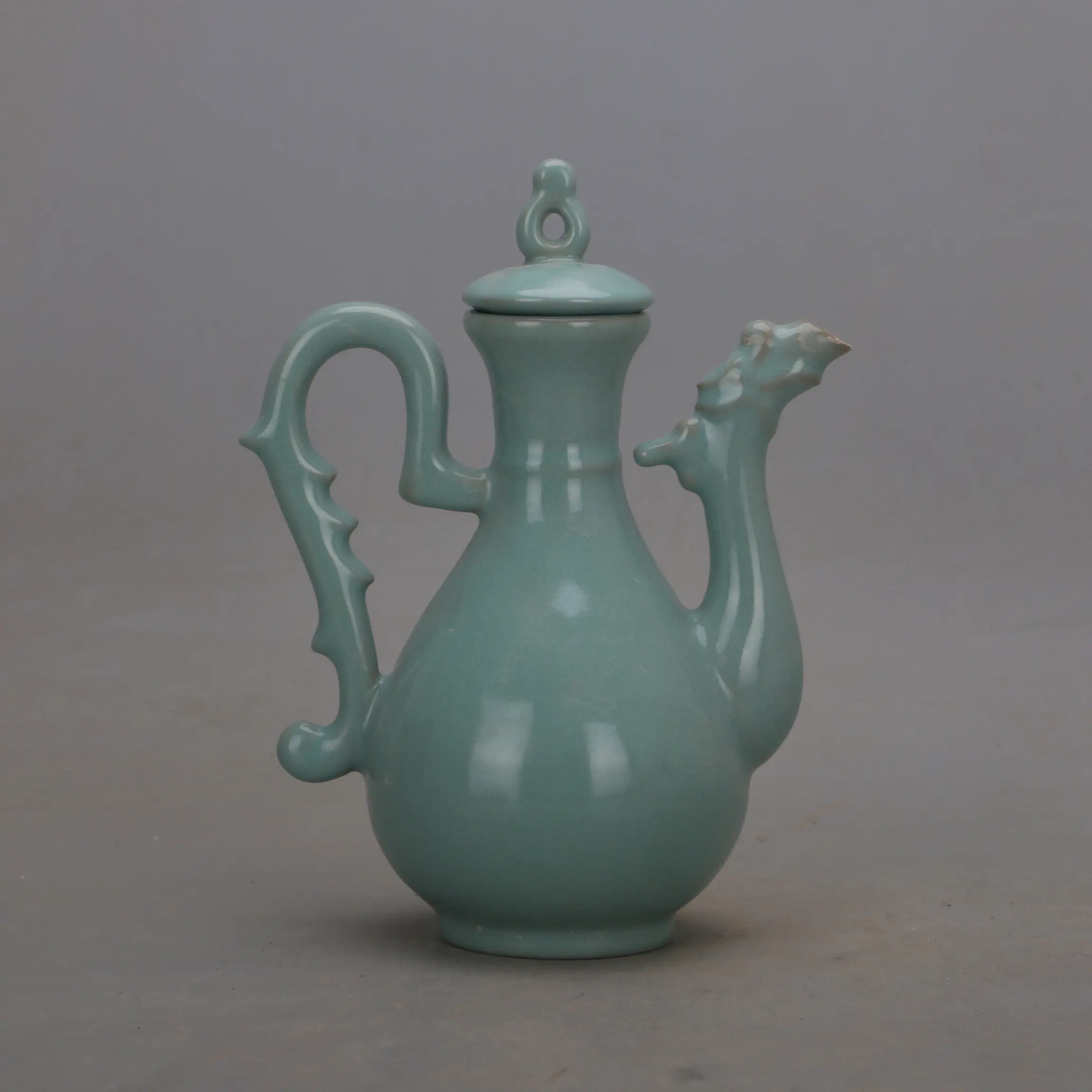 Song Dynasty Style Ru Ware Green Glaze Crackle Dragon Pattern Pot Antique Replica Home Decor Display