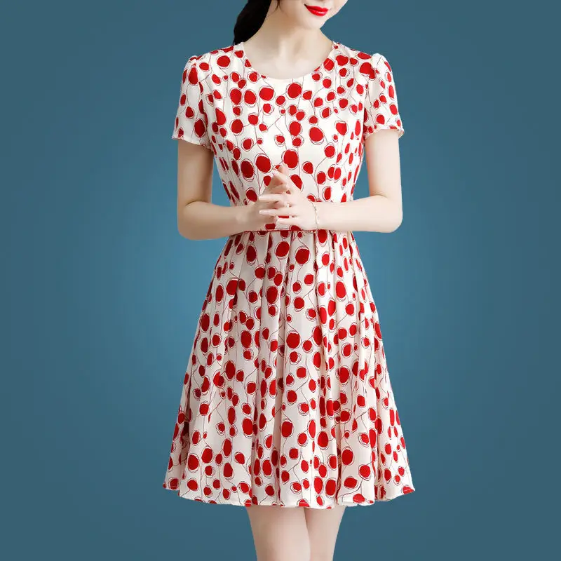 Polka Dot Kleid Sommer Tragen für Frauen Neue Stil frauen Kurzarm Blumen Kleid Frau Kleid Vestido De mujer Femme Robe