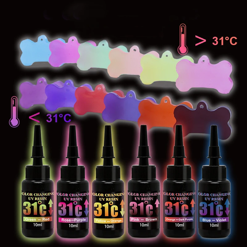 10ml Color Changing UV Resin Hard Glue 31 Degrees Temperature Change UV Resin Glue For Bonding Jewelry Making DIY Craft Decor