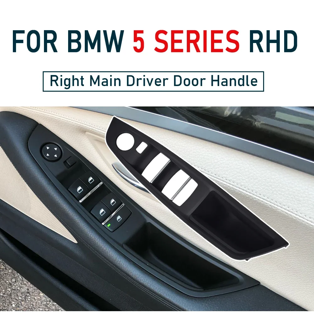 7pcs For BMW 5 series F10 F11 Beige Black Car right inside Interior Handle Inner Door Panel Pull Trim Cover RHD