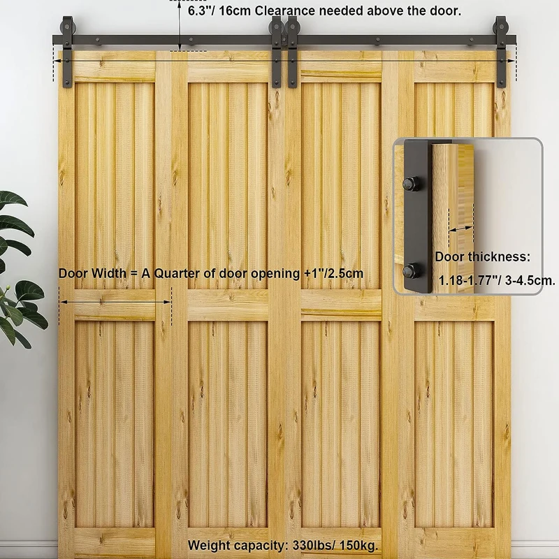 Imagem -03 - Tsmst-bi-folding Deslizante Celeiro Kit de Hardware Slide Silencioso Trilha Preta Rolo j Forma sem Porta Portas 3.38ft