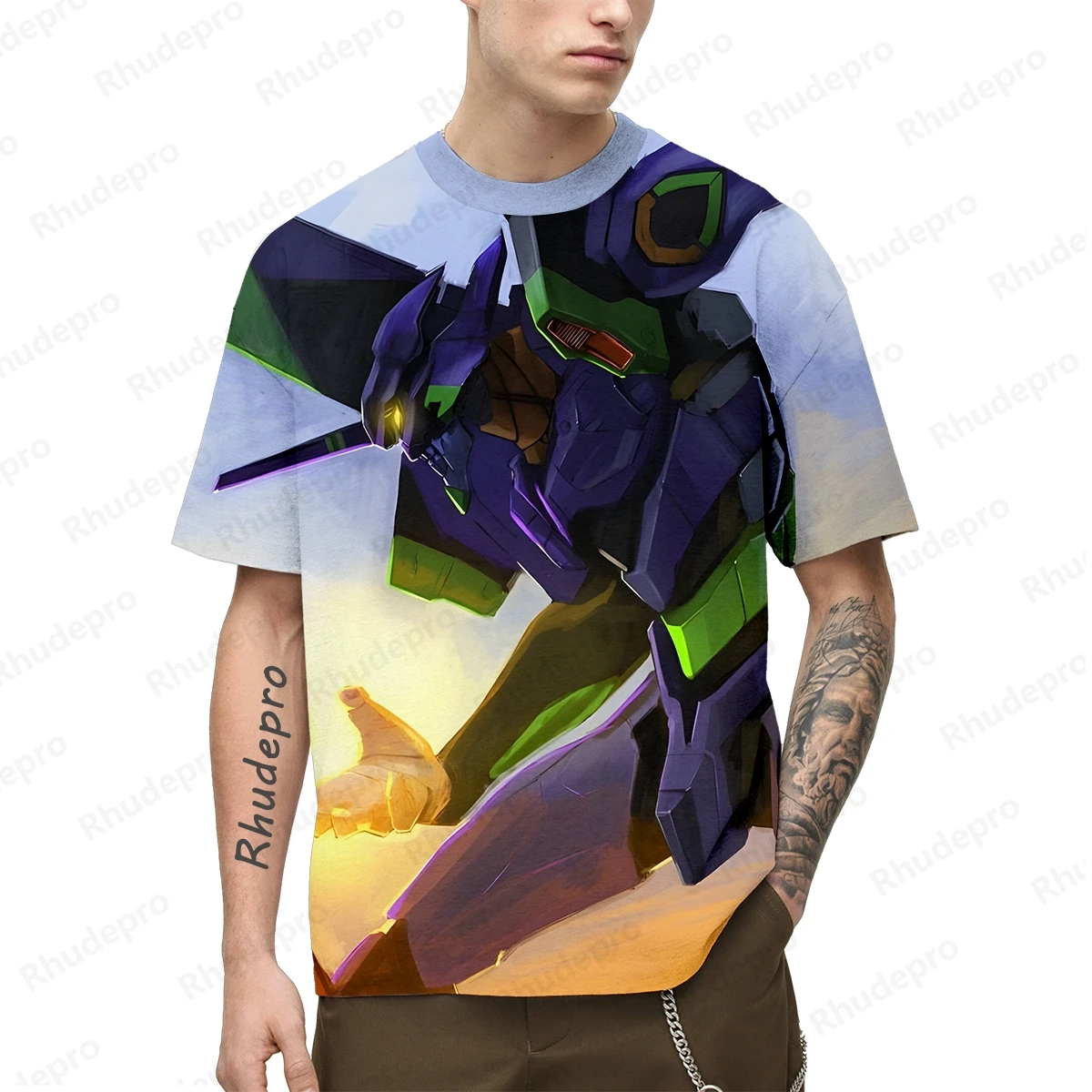 Camiseta Neon Genesis Evangelion masculina, manga curta, tops de cosplay, camiseta infantil, streetwear, estilo Harajuku, moda