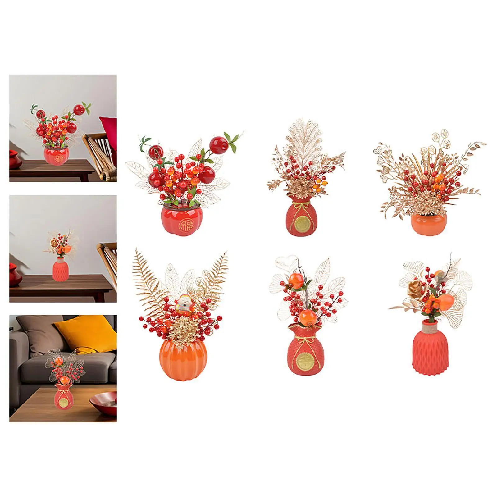 

Chinese New Year Decoration Artificial Flower Bouquet for Balcony Office