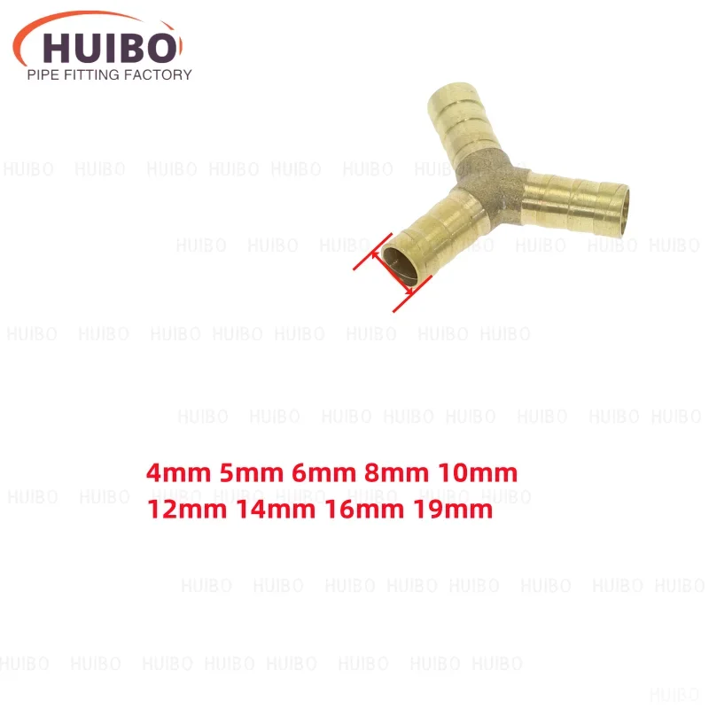 Brass Splicer Pipe Fitting Y Shape 3 Way Hose Barb 4 5 6 8 10 12 14 19mm Copper Barbed Connector Joint Coupler Adapter Pneumatic