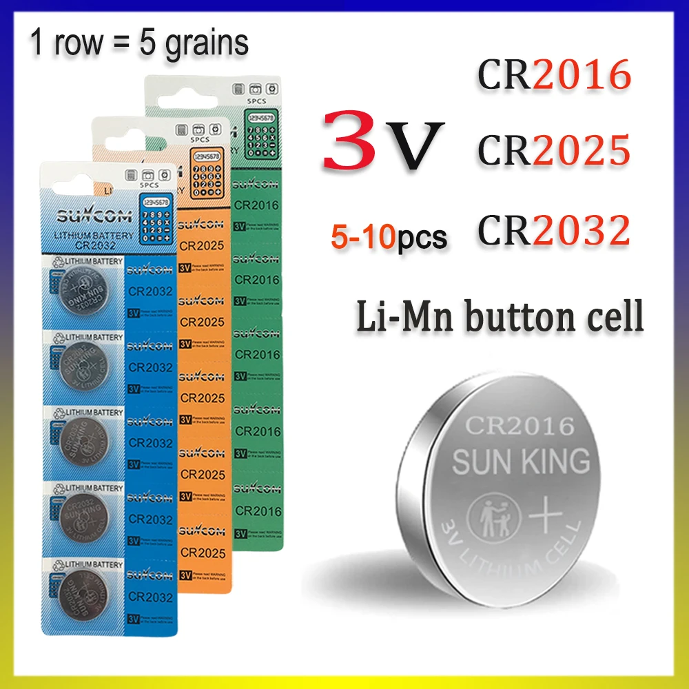 

CR2016/2025/2032 3V Li-Mn Battery Mercury free A Long-lasting, Leak-free, Suitable for flashlights, car keys, watches, key fobs