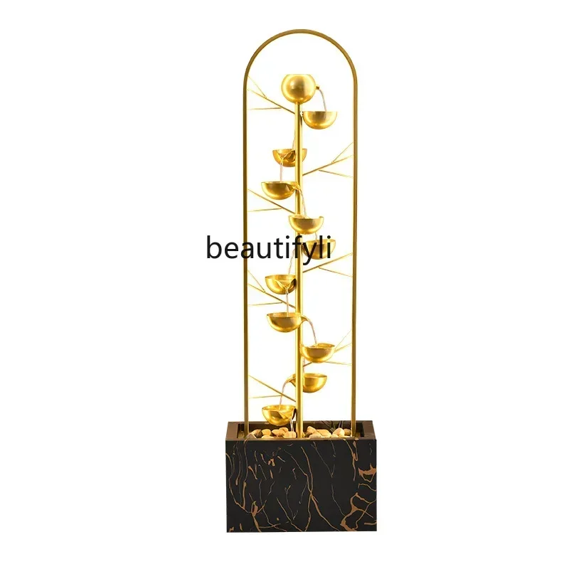 03  Living room floor-to-ceiling running water ornament circulating water modern next to sofa high-end decorative landscap