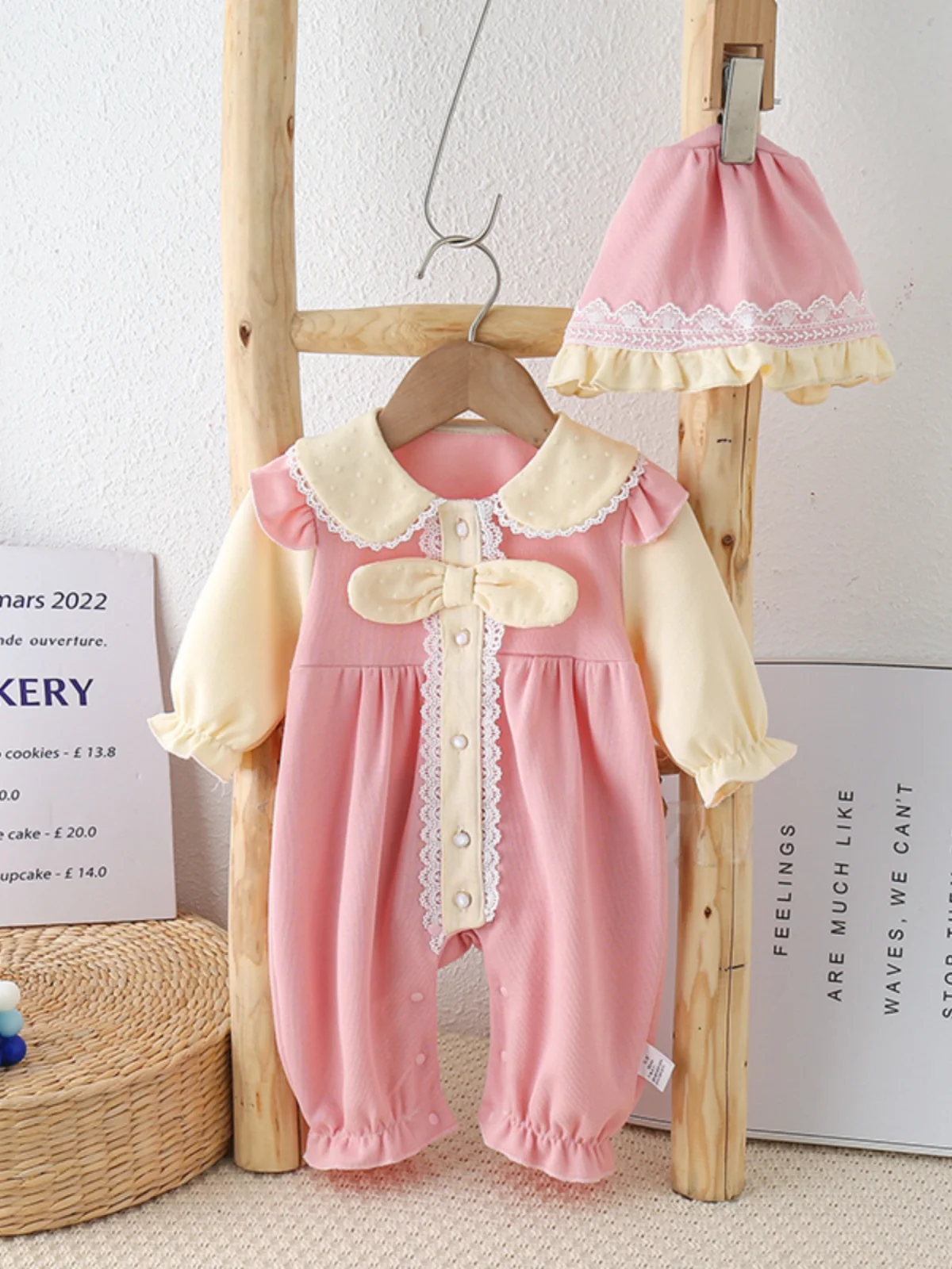 

Cute Faionable Baby Girl Rer Long Sve Single Layer Spring Autumn Outfit Trendy Cling Suit Cotton Blend Infant Wear