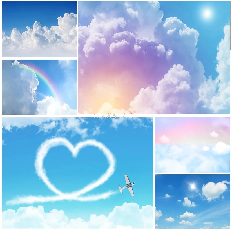 Natural Scenery Photography Background blue sky white clouds meadow Travel Photo Backdrops Studio Props TKYD-06