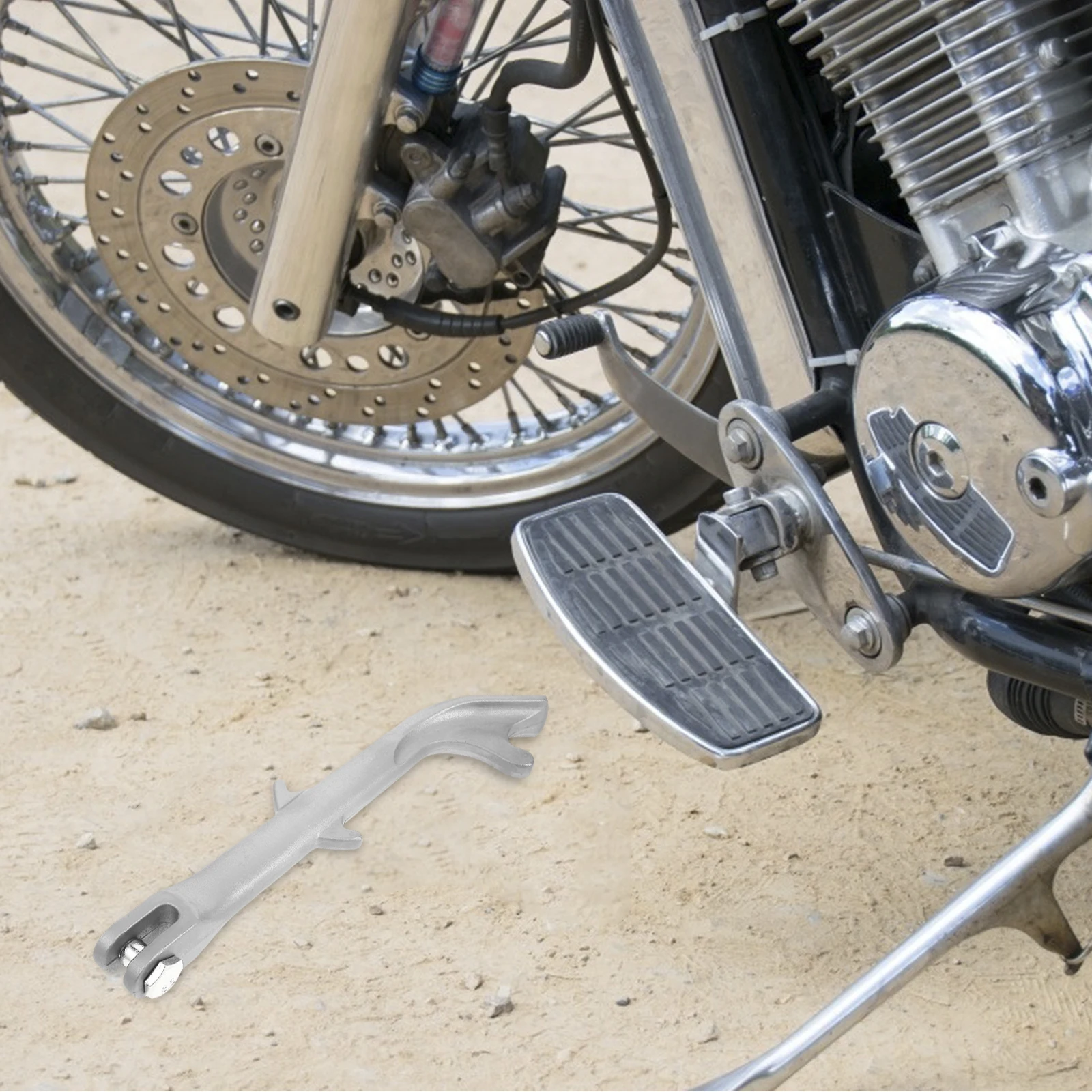 

Heavy Duty Metal Motorcycle Side Kickstand Support Stand Extension Assist Tool Non-Slip Stable Design Compatible with Most