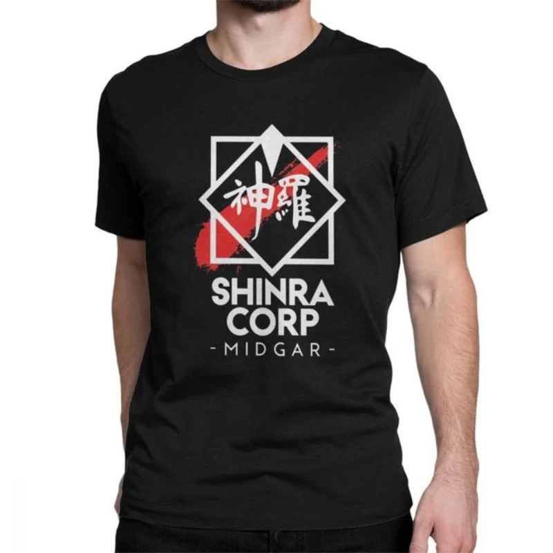 Shinra Electric Power Company Men Printed T-shirt Final Fantasy 7 Sephiroth Soldier Materia Tifa Video Game Chocobo Short Sleeve