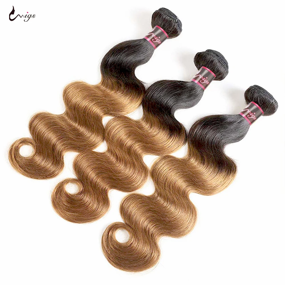 T1B/27 Honey Blonde Human Hair Extension Bundles 30Inches Ombre Body Wave  Brazilian Hair Weave 3 Bundles Body Wave Remy Hair