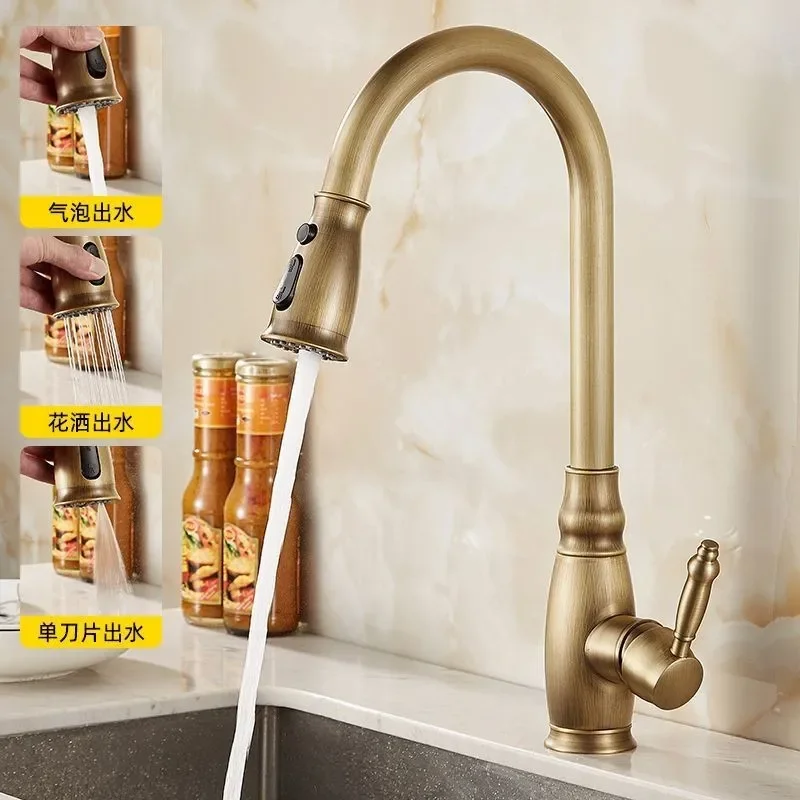 Outlet Ceramic Cartridge Kitchen Faucet Black Hot Water and Cold Water for Bathroom