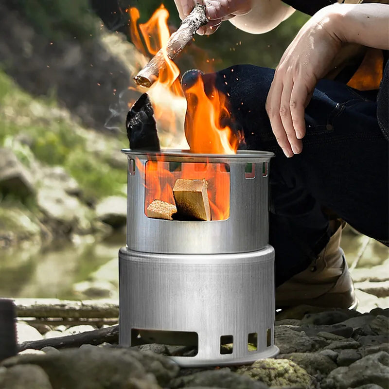 Lightweight Wood Stove Burner Lightenup Camping Stove Portable Stainless Steel Outdoor Camping Hiking Cooking Picnic BBQ