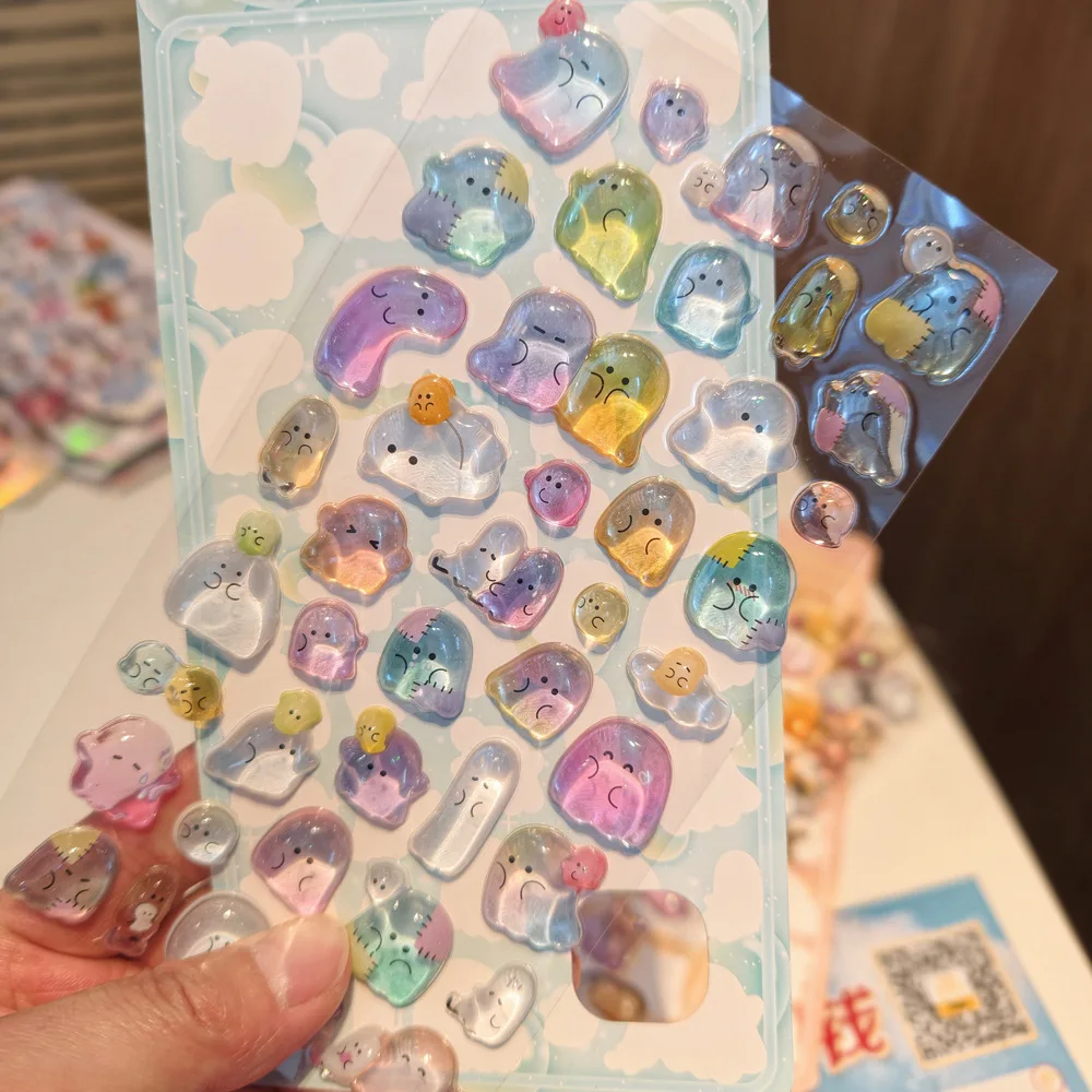 3D Crystal Ghost Family Relief Stickers - Leuke, leuke stickers, perfect voor meisjes telefoonhoesje DIY decor & Kawaii geschenken