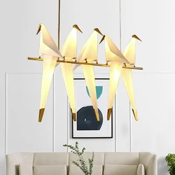 Modern Creative Led Paper Bird Pendant Light Crane Birds Hanging Lamps Dining Room Bedroom Home Decor Nordic Designer Chandelier