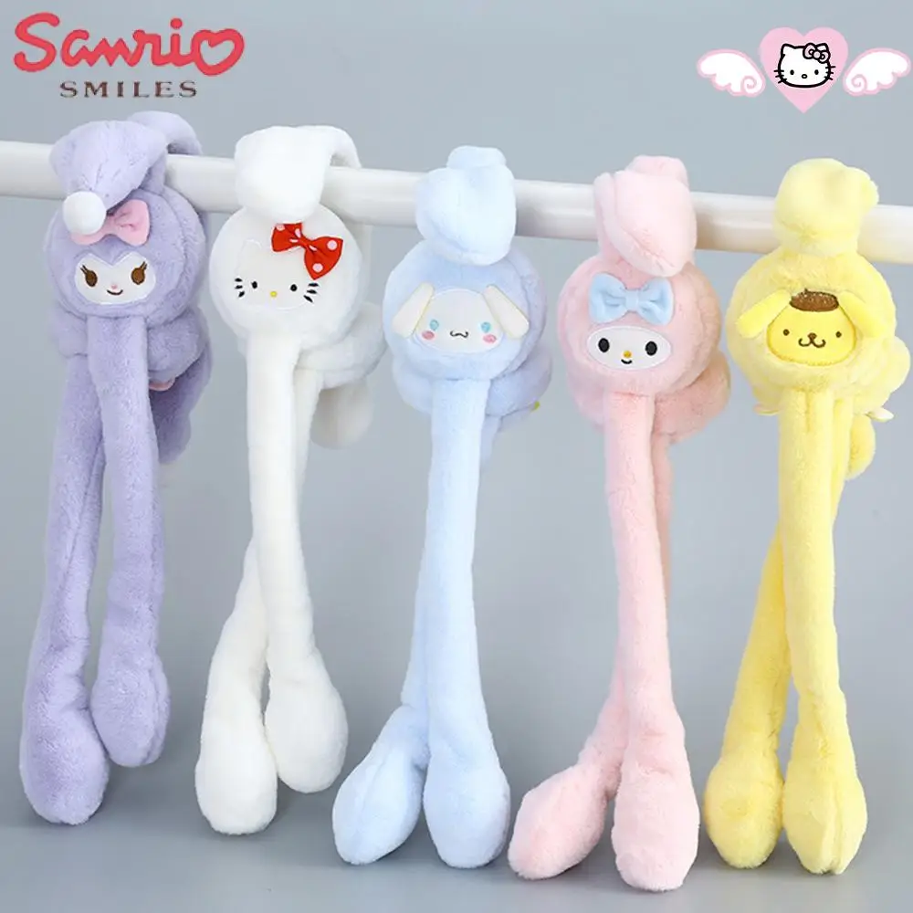 Sanrioed Hello Kitty Plush Earmuffs Ears Move Anime Kawaii Kuromi Melody Winter Thickened Warm Cute Girl Student Festival Gift