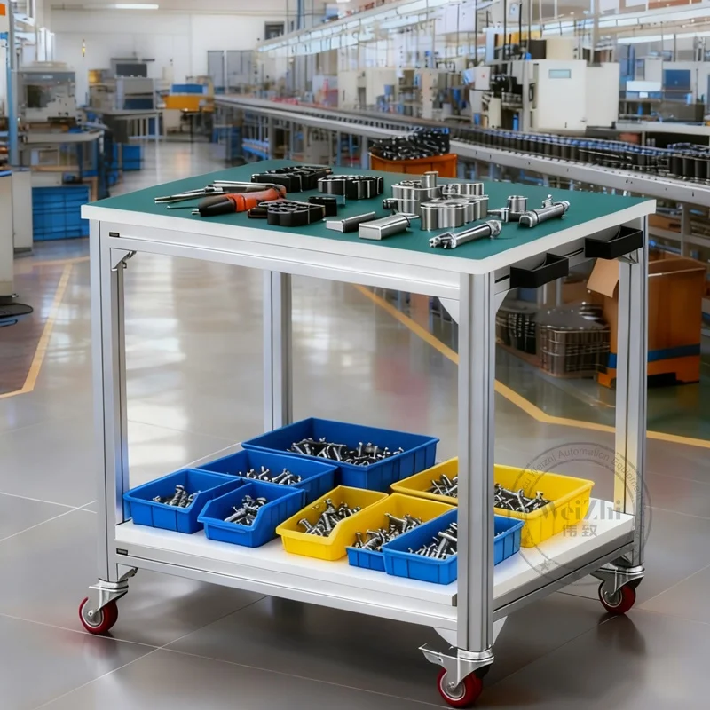 WeiZhi Factory Directly Sale Mobile Trolley Work Table Rolling Workbench with Wheels 1 Year Warranty Easy to Operate
