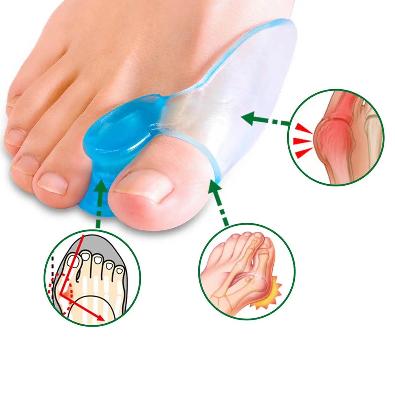 Big Toe Bunion Guard, Bunion Shield Bunion Brace Silicone Bunion Corrector Reusable Spacer Toe Separator, for Overlapping Toes