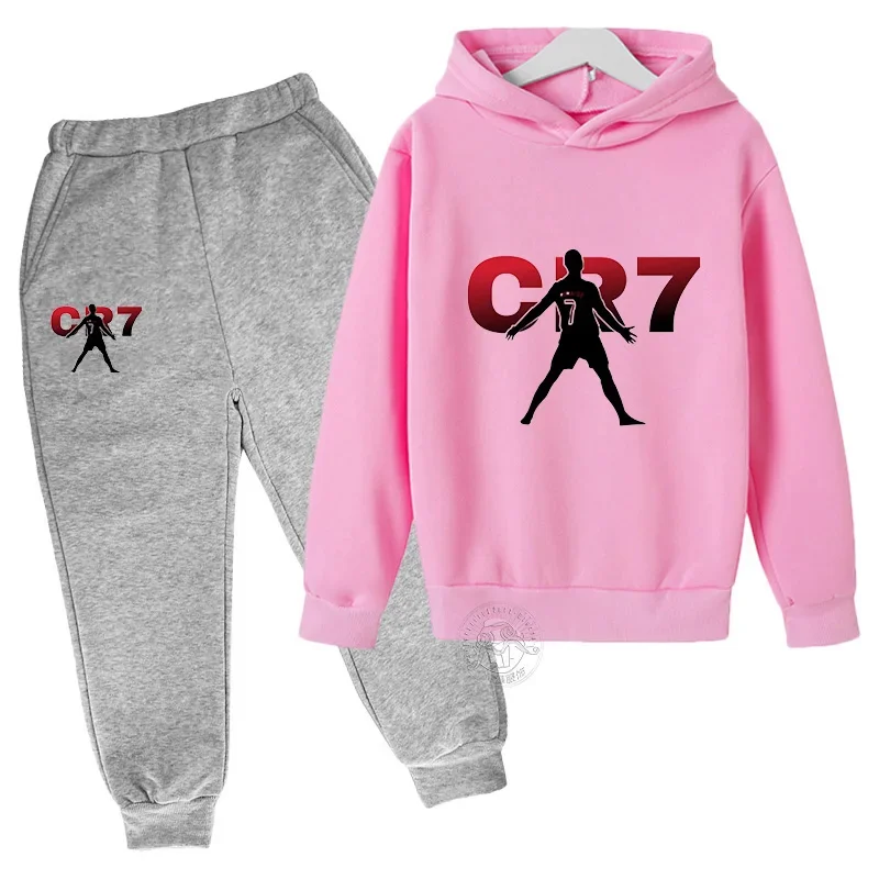 

2026 Boys Spring and Autumn Football dol CR7 Clothing 2 Hoodies + Pantsuits Children 3-13 Years Old Casual Sportswear Children'