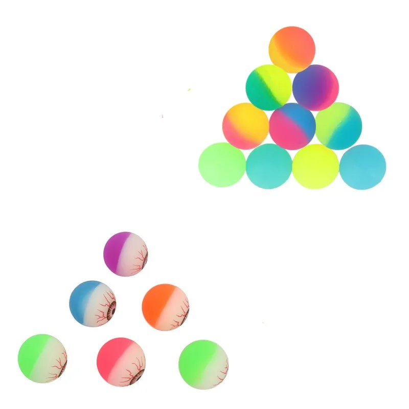 20PCS Rubber Bicolor Elastic Ball Terrifying eyeball Bouncing Ball Kid Sport Game Elastic Jumping Ball Halloween Decoration toy
