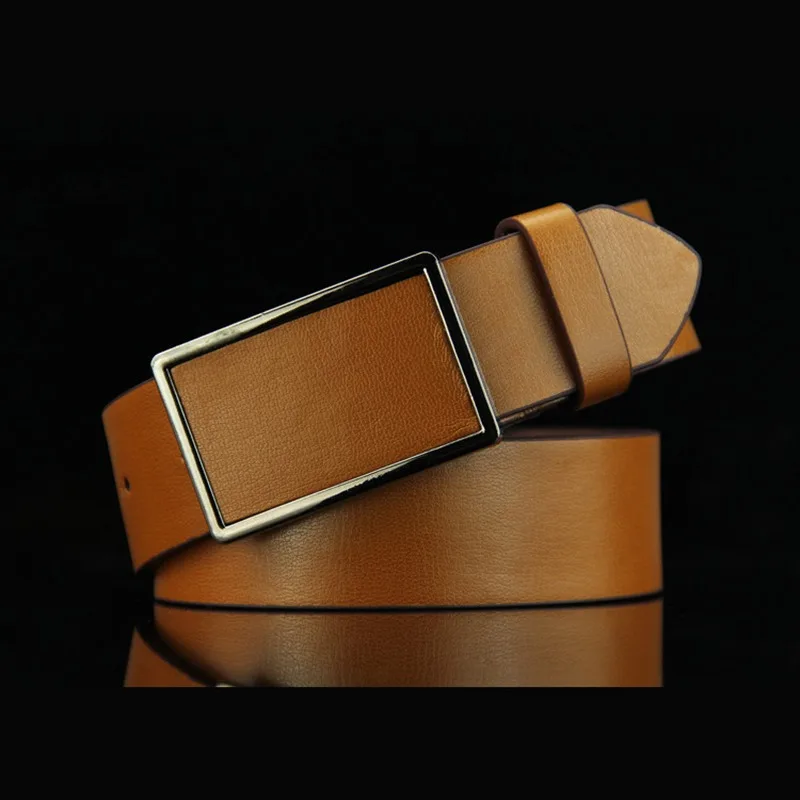 High Quality Retro Fashion Casual PU Leather Smooth Buckle Antique Jeans Black Brown Belts for Men Luxury Designer Brand Cowboy