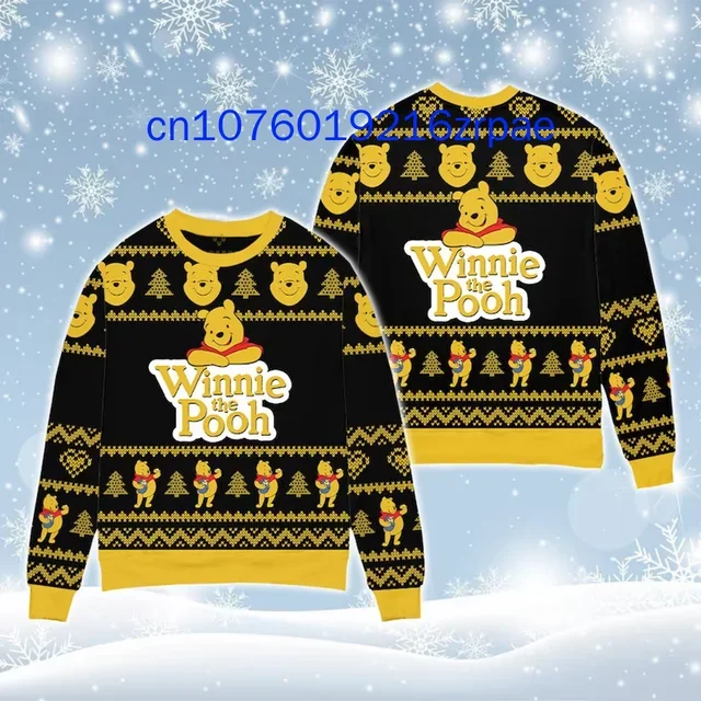 Disney Winnie the Pooh Ugly Christmas Sweater 3D Print Men's Women's Casual Cartoon Sweatshirt Christmas Sweater