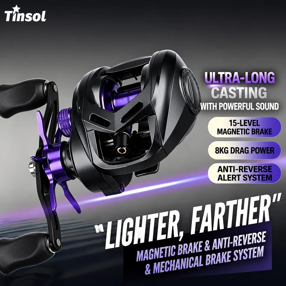 TINSOL Composite Metals Fiber Lightweight Spinning Fishing Reel 7.2:1 Gear Ratio 6+1 BB For Saltwater Freshwater Ce Fishing
