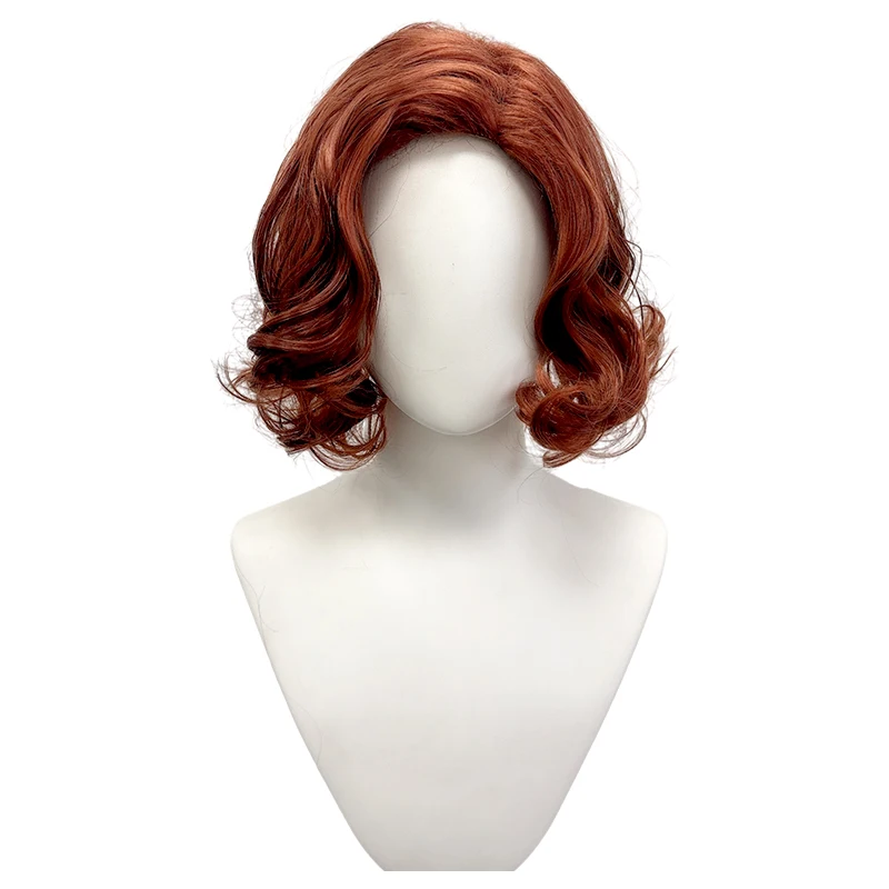 Rust Auburn Short Wavy Bob Wig Synthetic Hair Side Part Cosplay Daily Halloween Costume Party Full Wigs for Women Girls