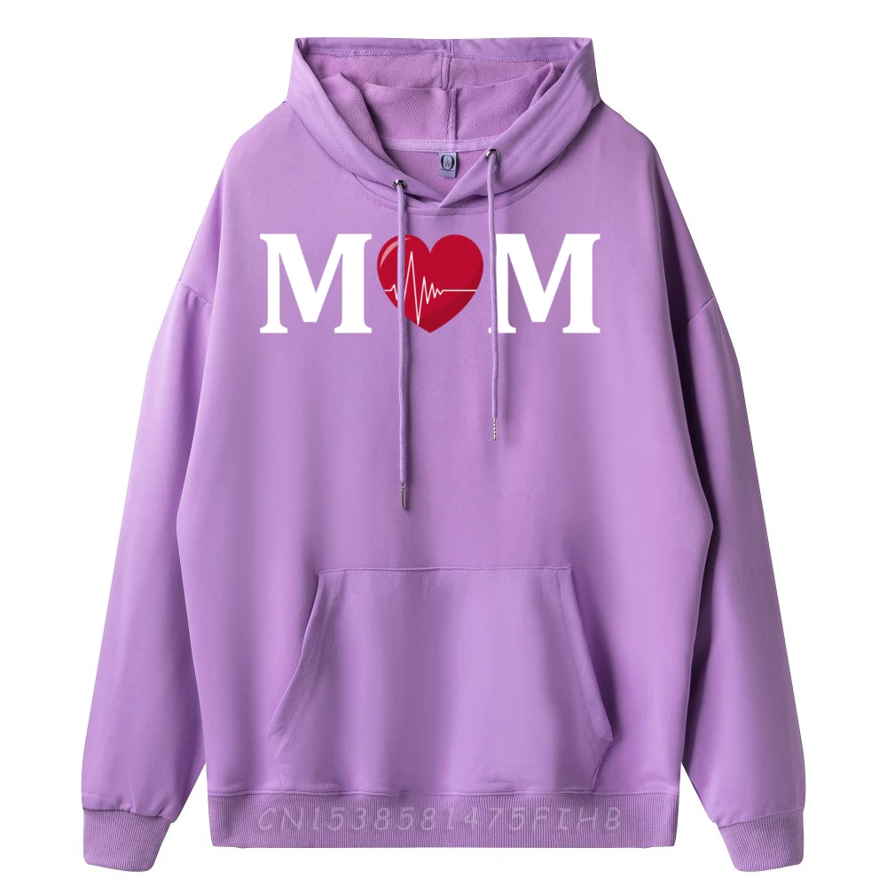 Mom Heartbeat Cream Hoodie Women Luxury Brand Christmas New In Hoodies & Sweatshirts Man Sweatshirts