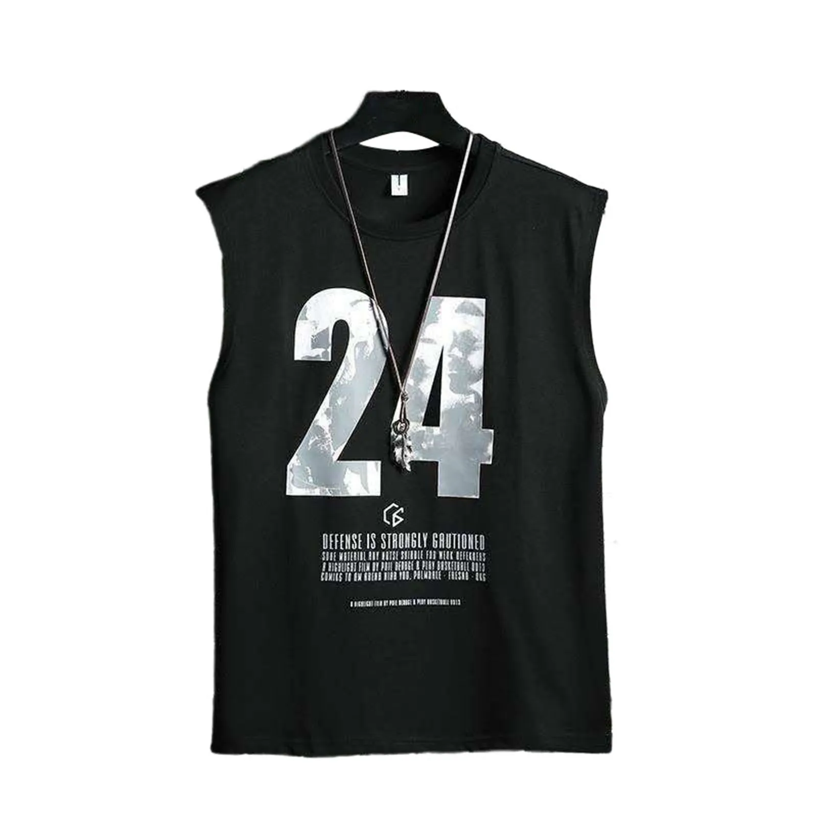 Men Sleeveless Absorbent Tank Top Soft Material Male Number 24 Sportswear Suitable for Friends Gathering Wear