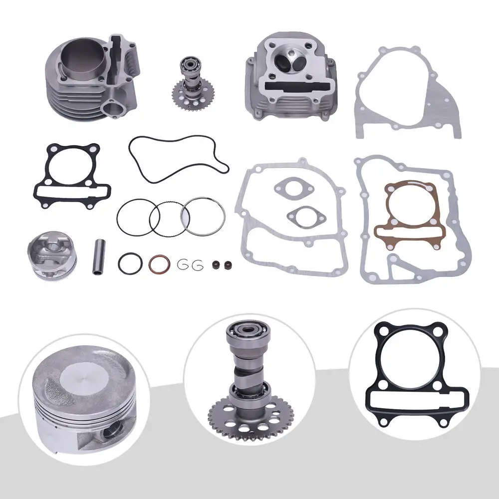 GY6 150cc 61mm Big Bore Engine Rebuild Kit with Cylinder Head, Complete Overhaul Kit for Scooters & ATVs